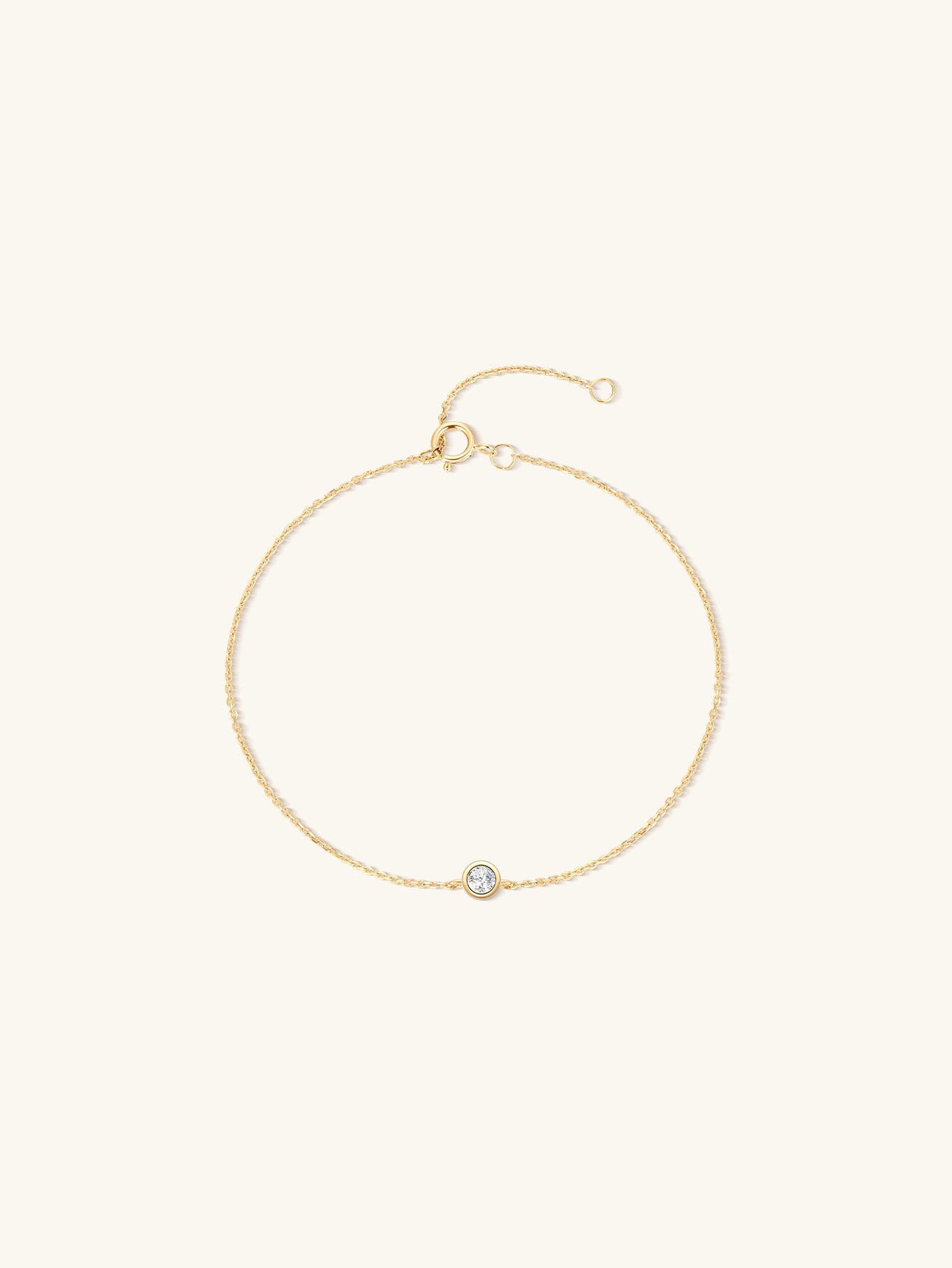 kosiner jewelry 14K Solid Gold Single Bezel Zircon Bracelet