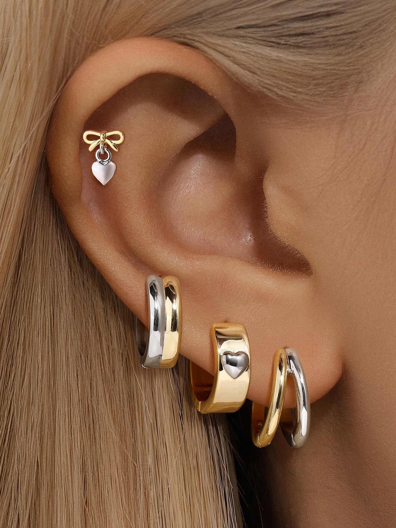 kosiner jewelry Two Tone Chunky Hoop Earrings
