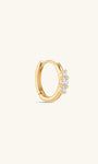 kosiner jewelry 14K Solid Gold Classic Tri - zircon Huggies Earring