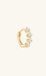 kosiner jewelry 14K Solid Gold Crystal Bezel Milgrain Huggie Earrings