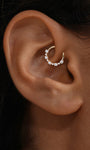 KOSINER 14K Solid Gold Delicate Pave Cluster Daith Clicker Hoop, Nickel-Free Waterproof Dainty CZ Paved Cartilage Piercing Jewelry for Women