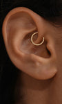14K Solid Gold Not Plated Waterproof Hypoallergenic Smooth Ball Bead Daith Clicker Hoop Piercing Earring