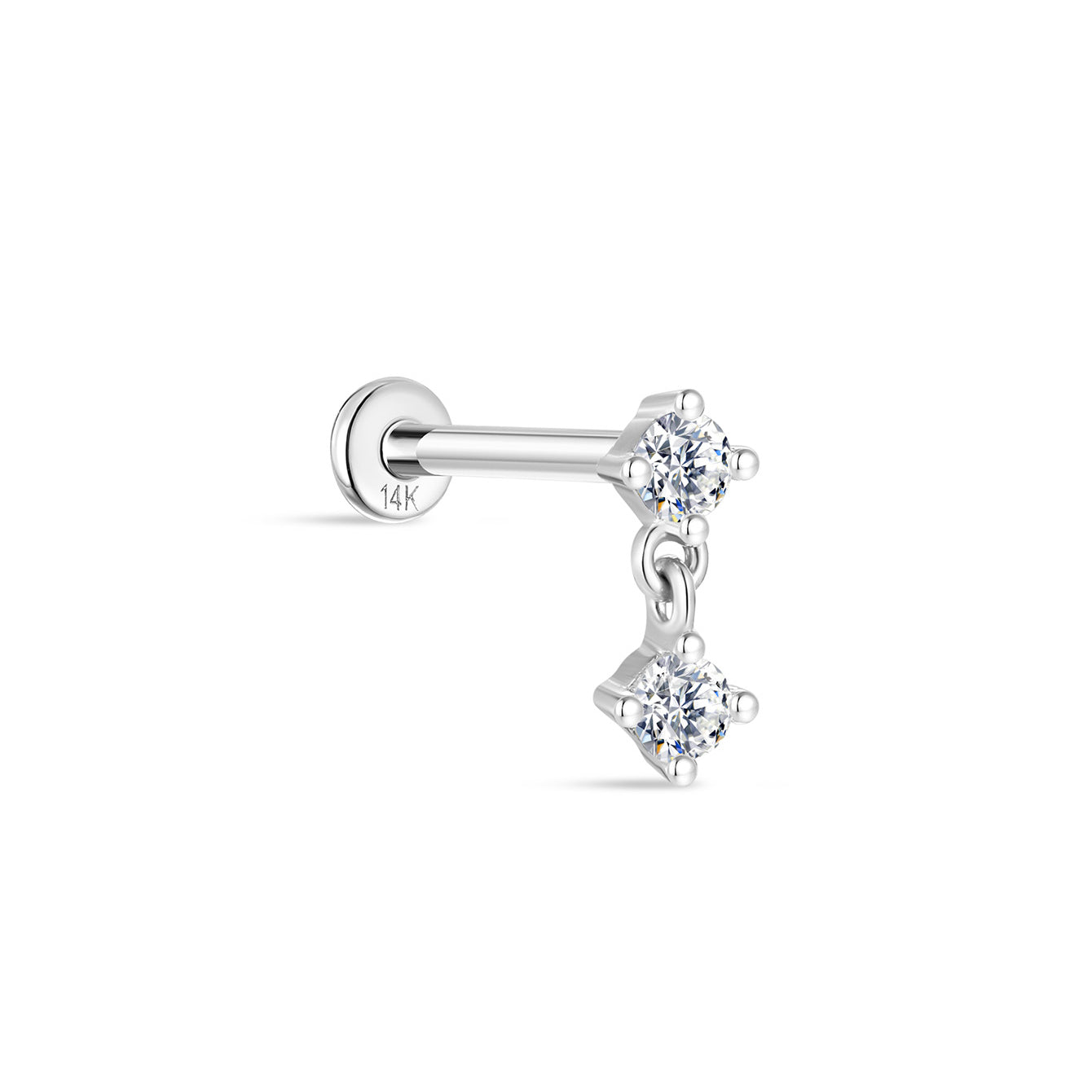 Kosiner 14K Solid Gold Mini Pendant Ear Piercing Stud