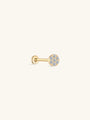 14K solid gold flat back labret stud earring with round cluster cubic zirconia stones.