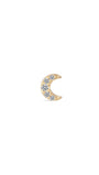14K solid gold moon stud piercing with three sparkling cubic zirconia stones.