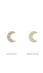 14K gold moon stud piercing with lab diamonds and AAAAA cubic zirconia options, product appearance.
