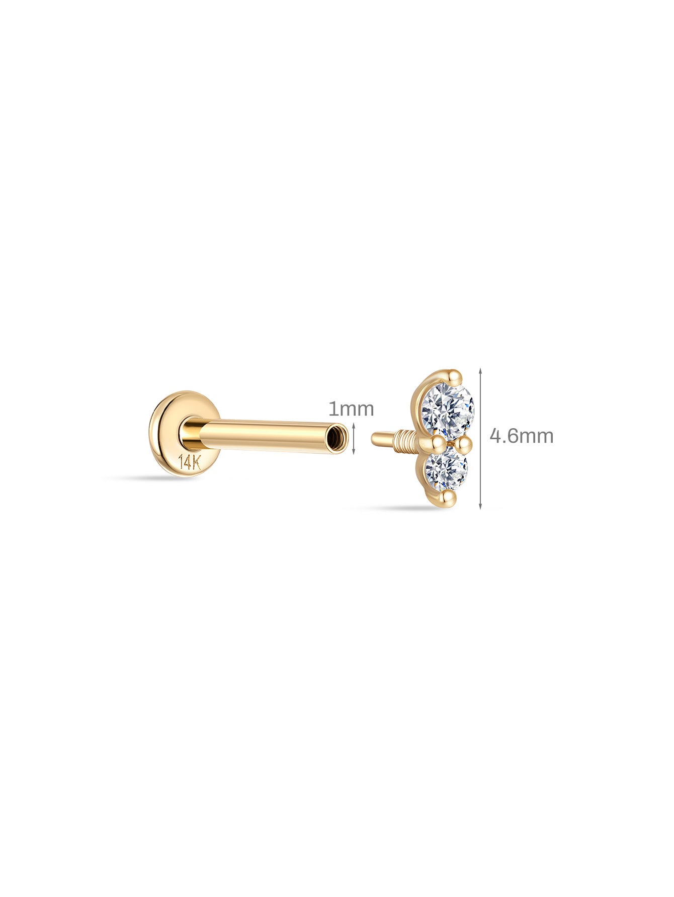 KOSINER 14K ソリッド ゴールド スパークリング スプライシング マルチカラー イヤー ピアス スタッド