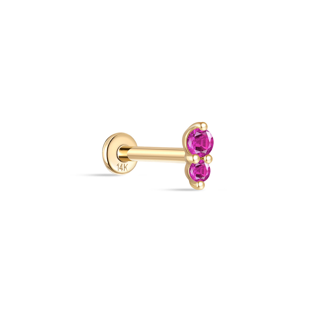 Piercing De Oreja Multicolor Con Empalme Brillante De Oro Sólido De 14 Quilates - Kosinerjewelry