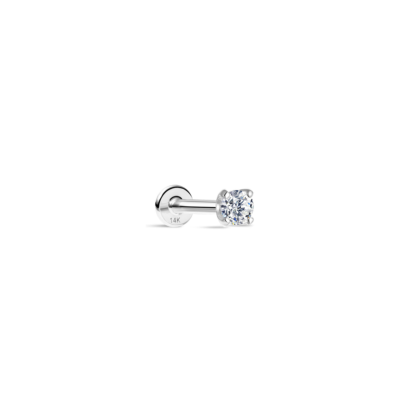 KOSINER 14K Solid Gold Minimalist 4MM Flat Back Stud