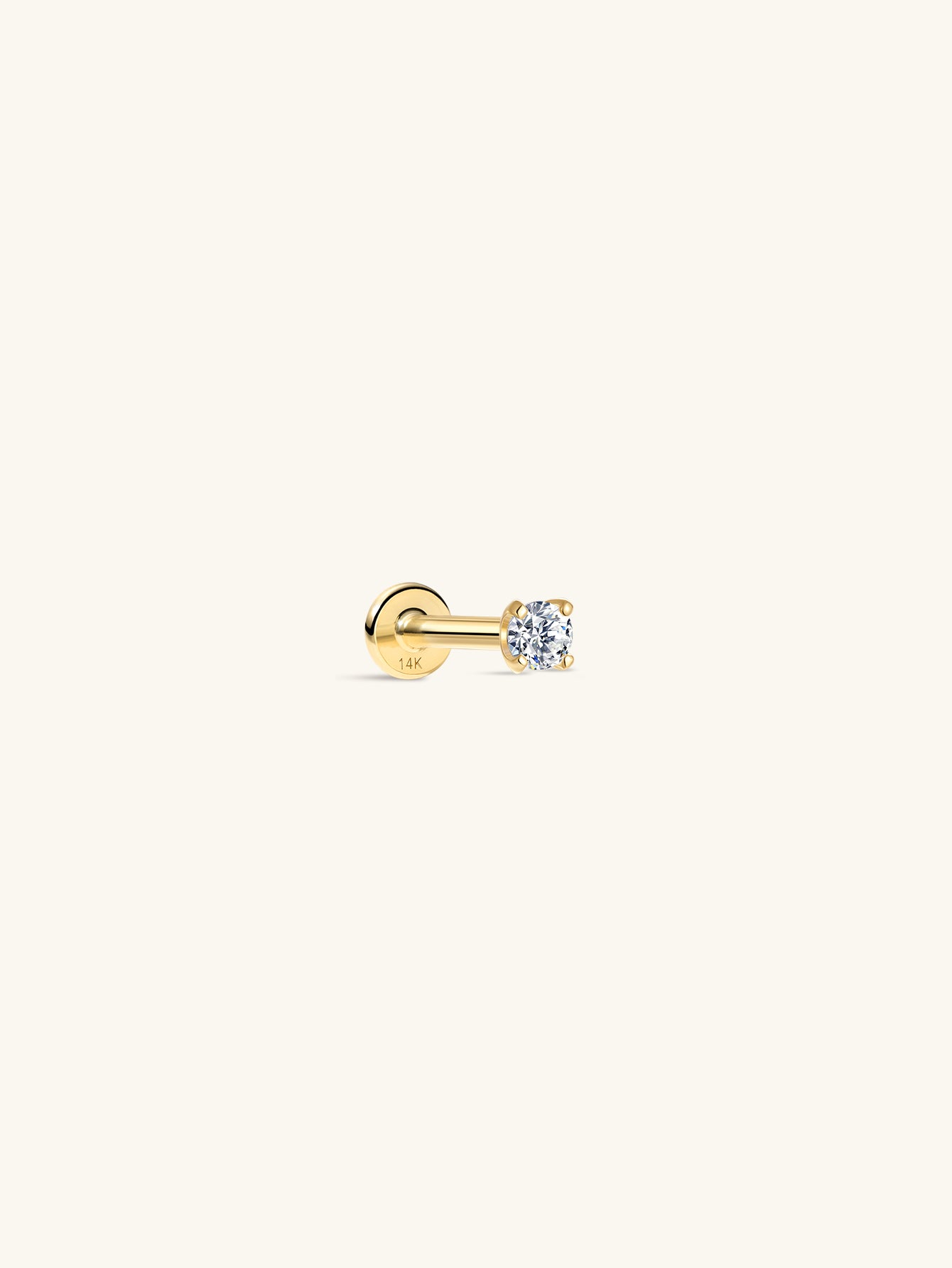 Piercing de oreja mini clásico de oro macizo de 14 quilates de 3 mm