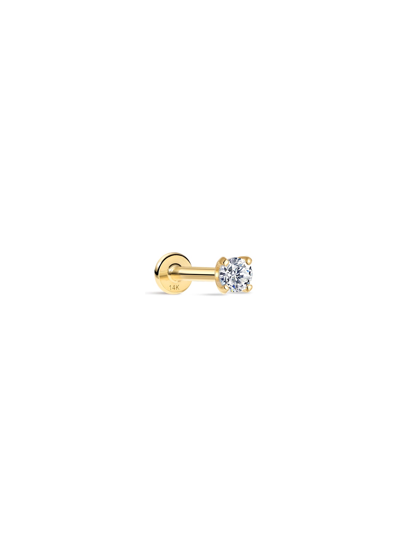Kosiner - Piercing de oreja clásico de oro macizo de 14 quilates, 0.157 in