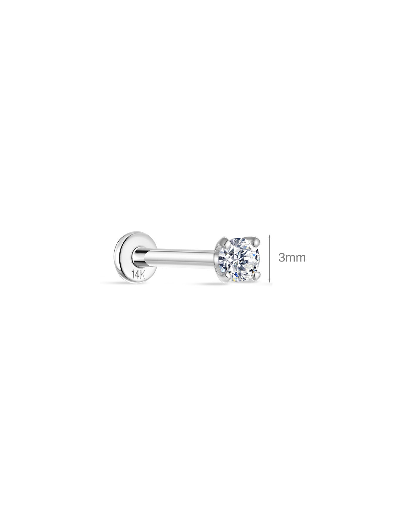 14K massief goud 3MM klassieke mini oorpiercing Stud