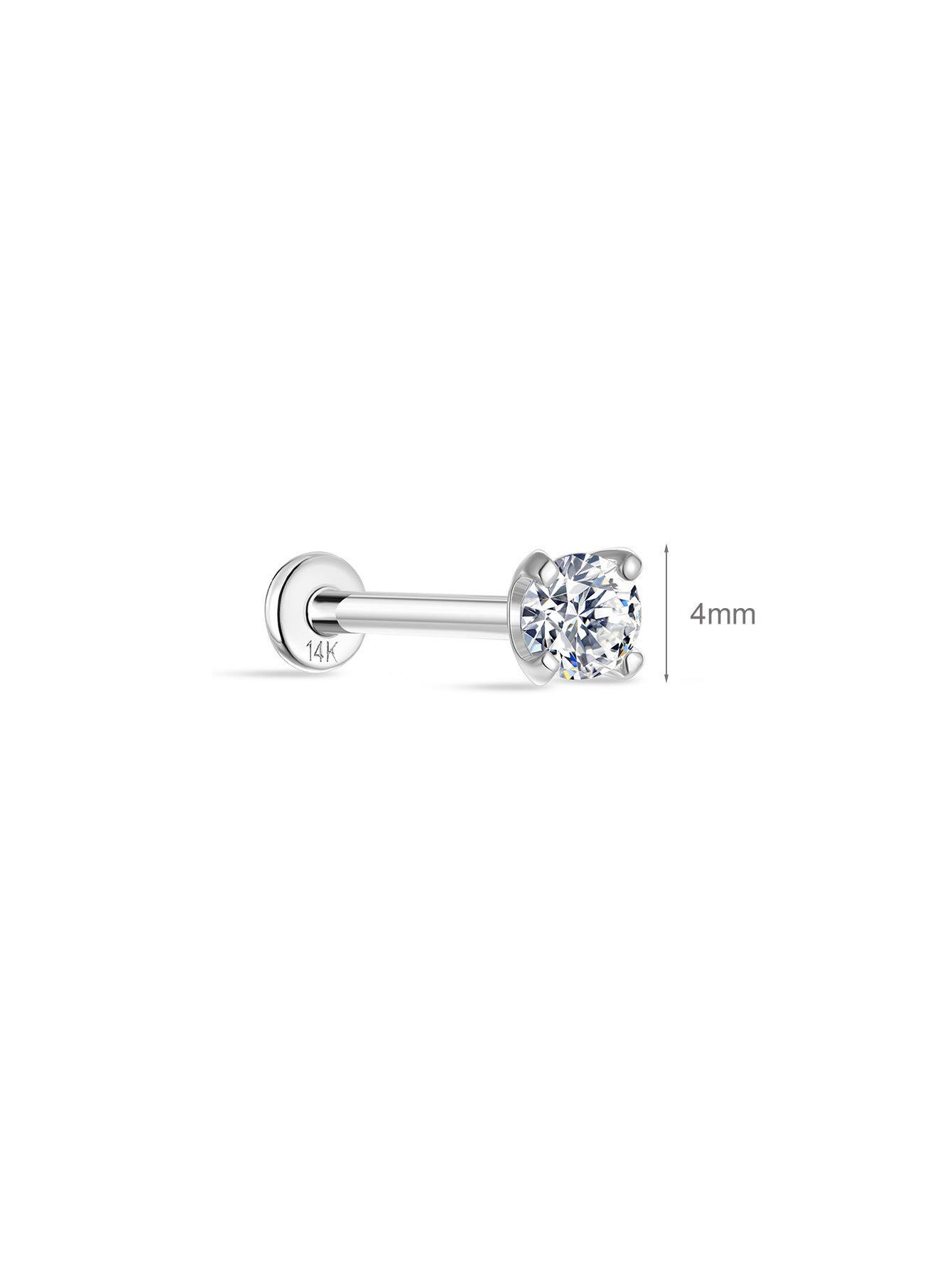 Kosiner - Piercing de oreja clásico de oro macizo de 14 quilates, 0.157 in