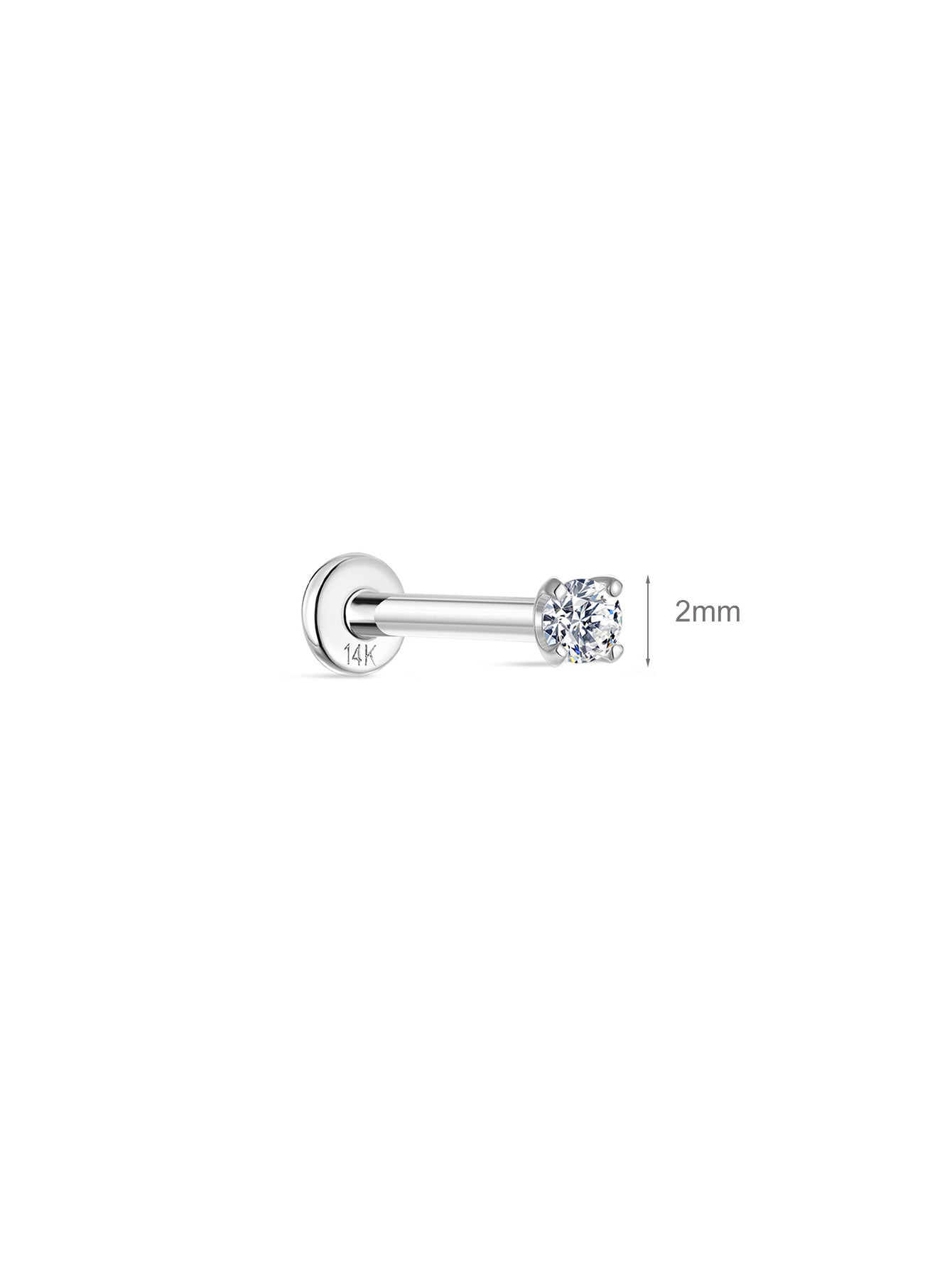 Kosiner 14-karatowe złoto 2MM Klasyczny mini wkręt do przekłuwania uszu