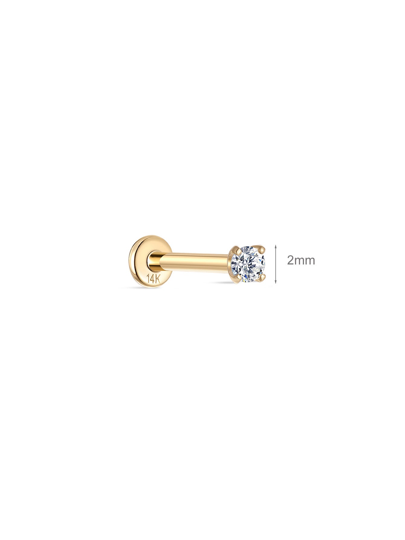 KOSINER 14K Solid Gold Minimalist Flat Back Stud