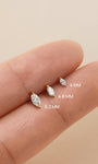 KOSINER 14K Solid Gold Marquise Lab-Grown Diamond Flat Back Stud, Internally Threaded Piercing