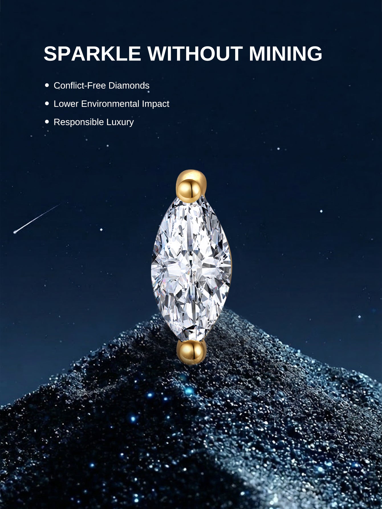 14K ソリッドゴールドリーフジルコンスレッドイヤーピアススタッド