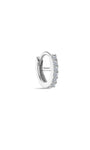 KOSINER 14K solid white gold 5mm cartilage clicker hoop with full pavé round stones, inner diameter 5mm dimension label, polished silver-toned solid gold piercing hoop