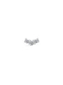 14K solid gold curved ear piercing stud with three pave clear cubic zirconia stones.
