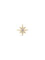 14K solid gold octagonal starburst ear stud with clear cubic zirconia center, product appearance.