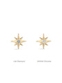 14K solid gold octagonal starburst stud earrings with center stones, available with lab diamond or AAAAA cubic zirconia.