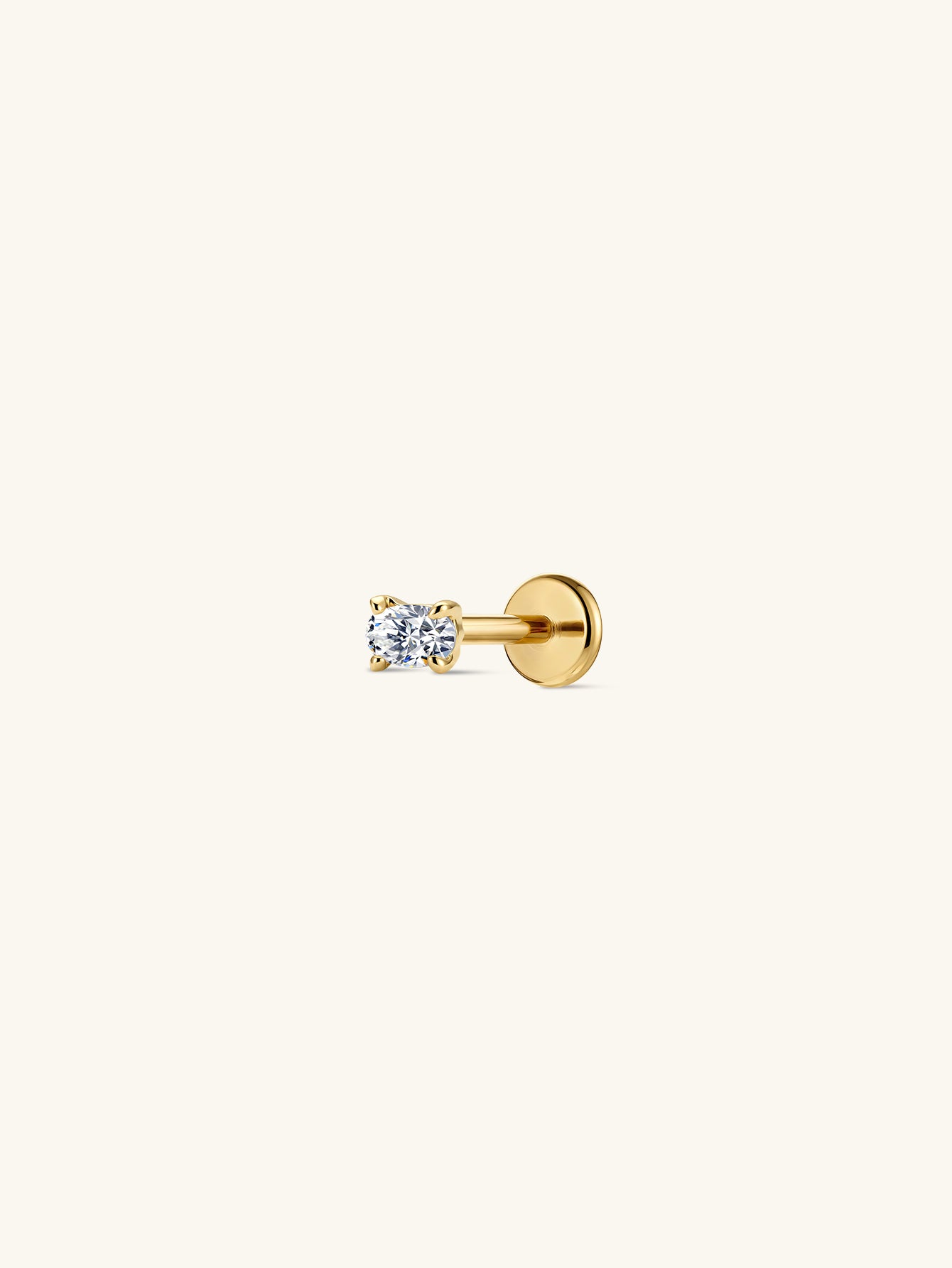 14K Gold Oval Lab-Grown Diamond Flat Back Delicate Stud