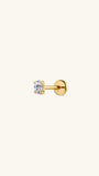 KOSINER 14K Solid Gold Oval-Cut Lab-Grown Diamond Flat Back Stud