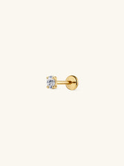 KOSINER Ohrstecker aus 14-karätigem Massivgold mit ovalem, im Labor gezüchtetem Diamant und flacher Rückseite