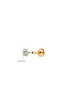 KOSINER 14K Gold Oval Stud, 2×3mm Size with Flat Back & Internally Threaded Design