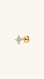 14K Gold Clover Lab-Grown Diamond Flat Back Delicate Stud