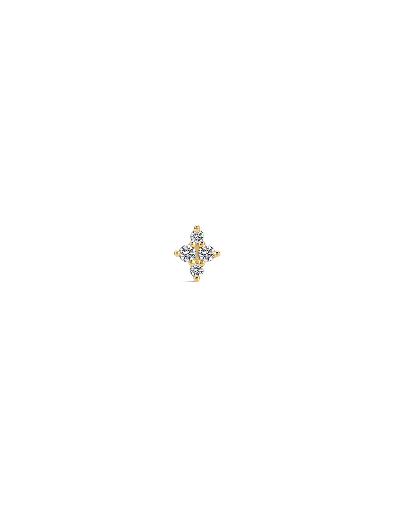 14K Gold Clover Lab-Grown Diamond Flat Back Delicate Stud