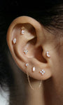 KOSINER Baguette Lab Diamond Stud, estilo de oreja curado para hélice y trago