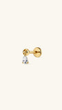 14K Gold Floating Pear Lab-Grown Diamond Flat Back Delicate Stud