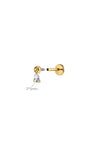 Kosiner 14K Gold Floating Pear Lab - Grown Diamond Flat Back Delicate Stud