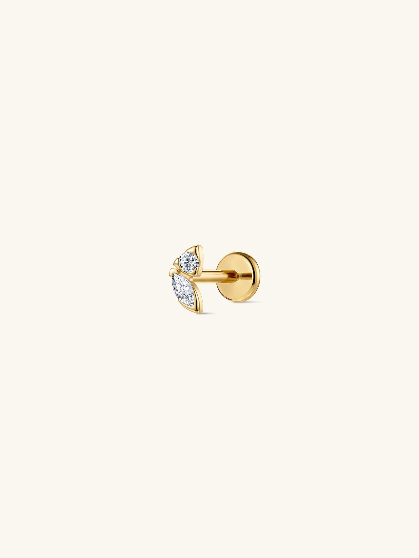 14K Gold Half Bezel Lab-Grown Diamond Cluster Flat Back Delicate Stud