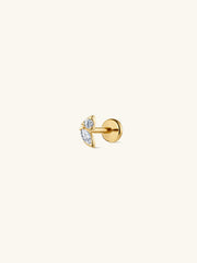 Kosiner Jewelry Clou d'oreille délicat en or 14 carats avec demi-lunette et diamants cultivés en laboratoire