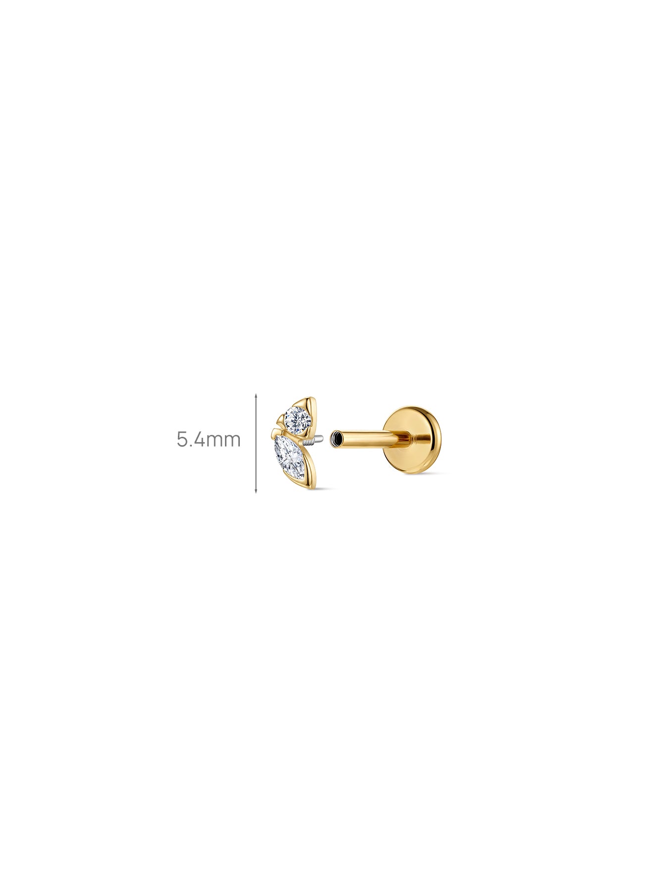 14K Gold Half Bezel Lab-Grown Diamond Cluster Flat Back Delicate Stud