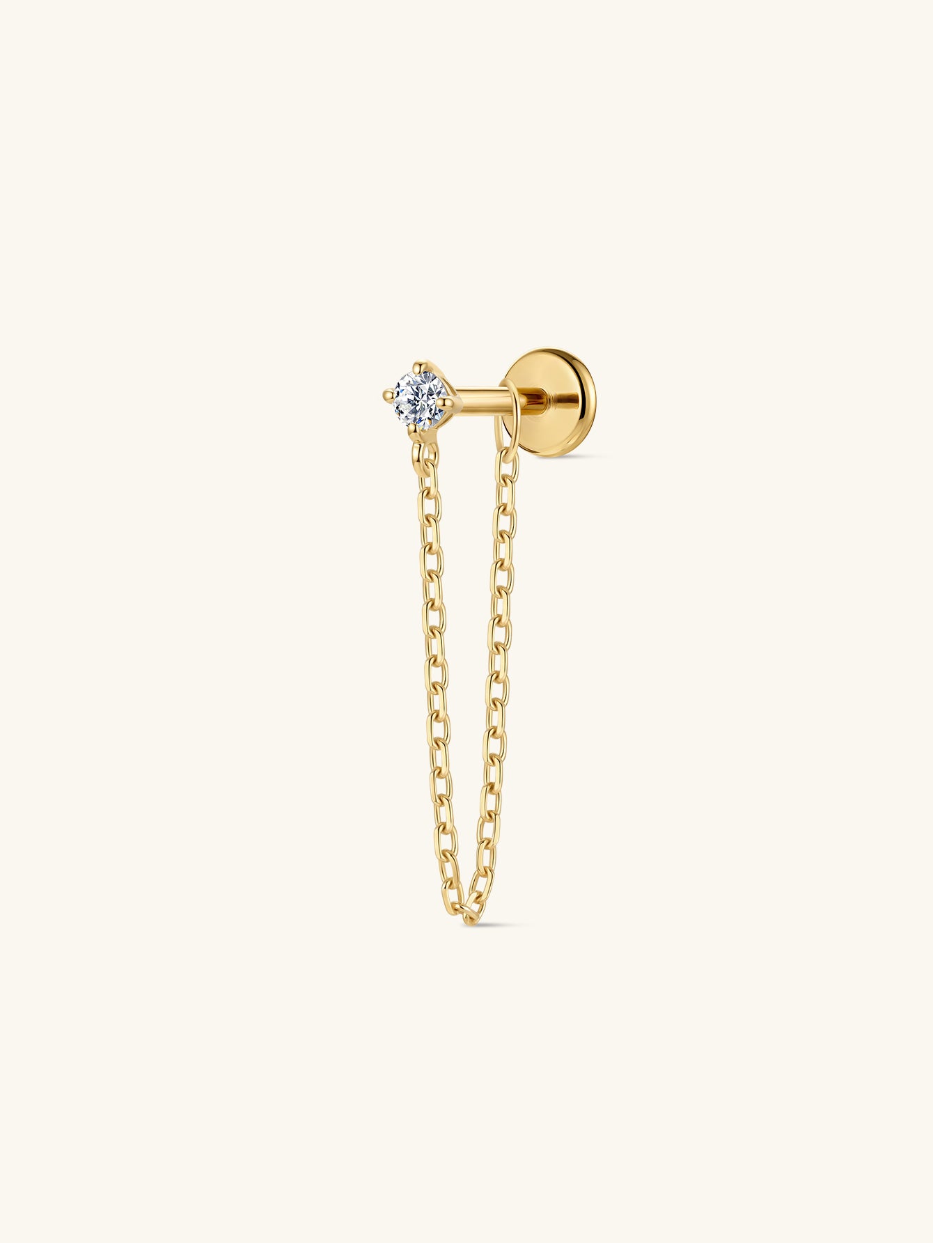 KOSINER 14K Solid Gold Lab-Grown Diamond Chain Drop Stud KOSINER 14K Solid Gold Lab-Grown Diamond Chain Drop Stud