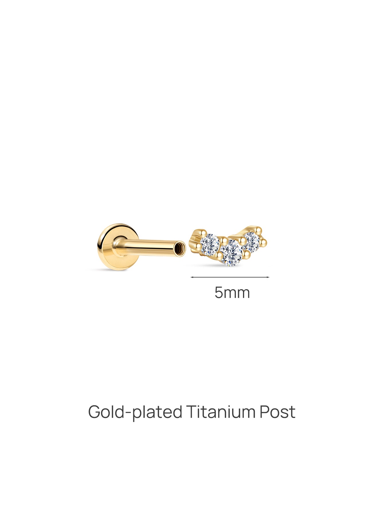 Piercing de oreja curvado con pavé de oro macizo de 14 quilates