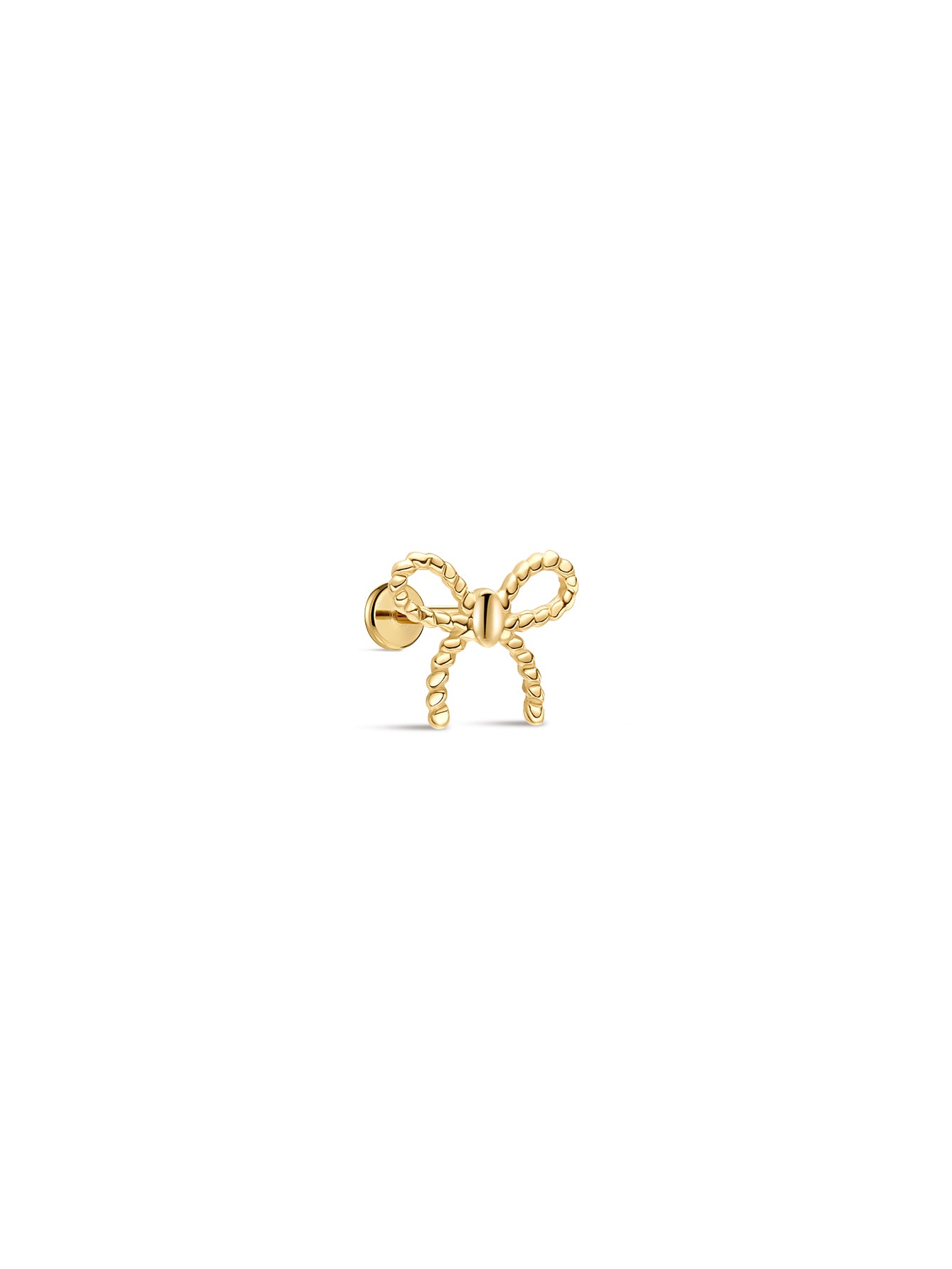KOSINER 14K Solid Gold Elegant Textured Bowknot Flat Back Stud