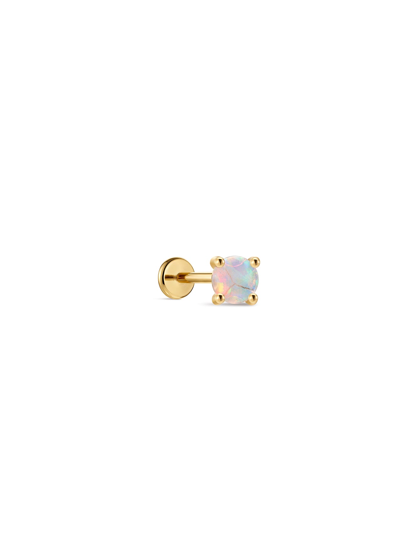 Kosiner 14K ソリッド ゴールド オパール フラットバック スタッド ピアス