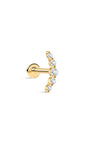 Kosiner 14K Solid Gold Flat Back Pave Crescent Piercing Stud