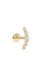 Kosiner 14K massief gouden platte achterkant Pave Crescent piercing Stud