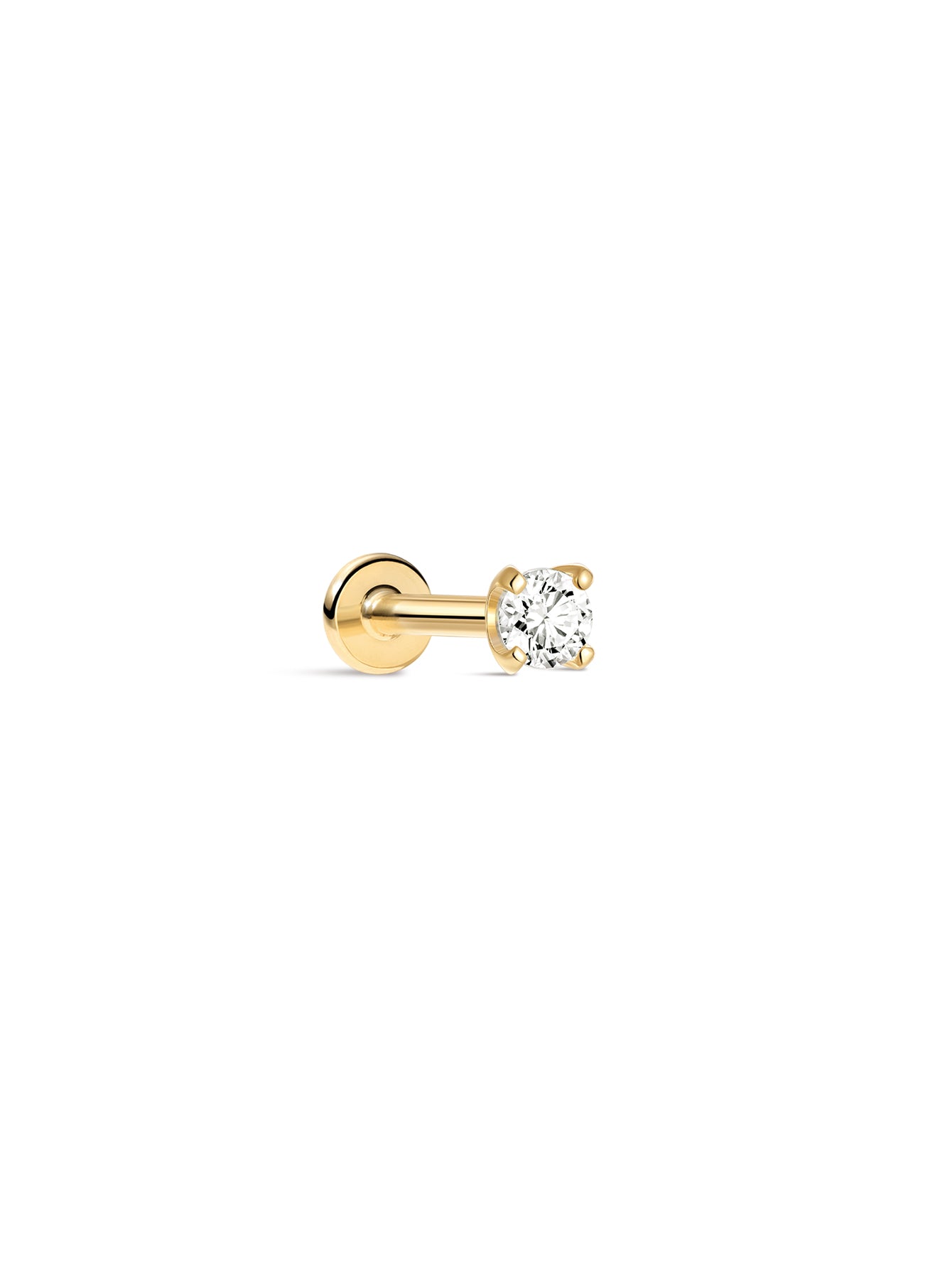 14K Solid Gold 2MM Classic Mini Ear Piercing Stud