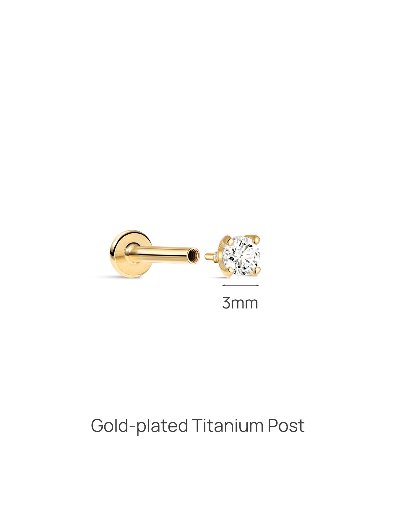 14K Solid Gold 2MM Classic Mini Ear Piercing Stud