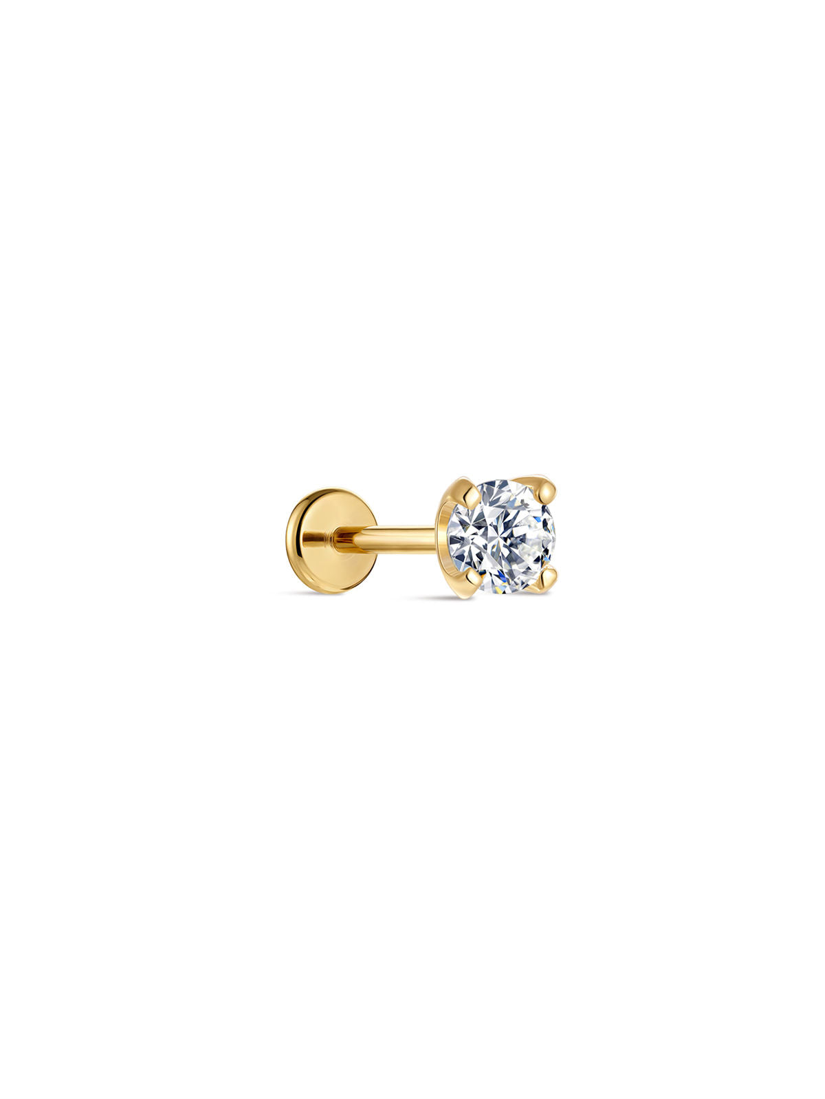 KOSINER 14K solid gold minimalist flat back stud, hypoallergenic nickel-free, designed for sensitive ears