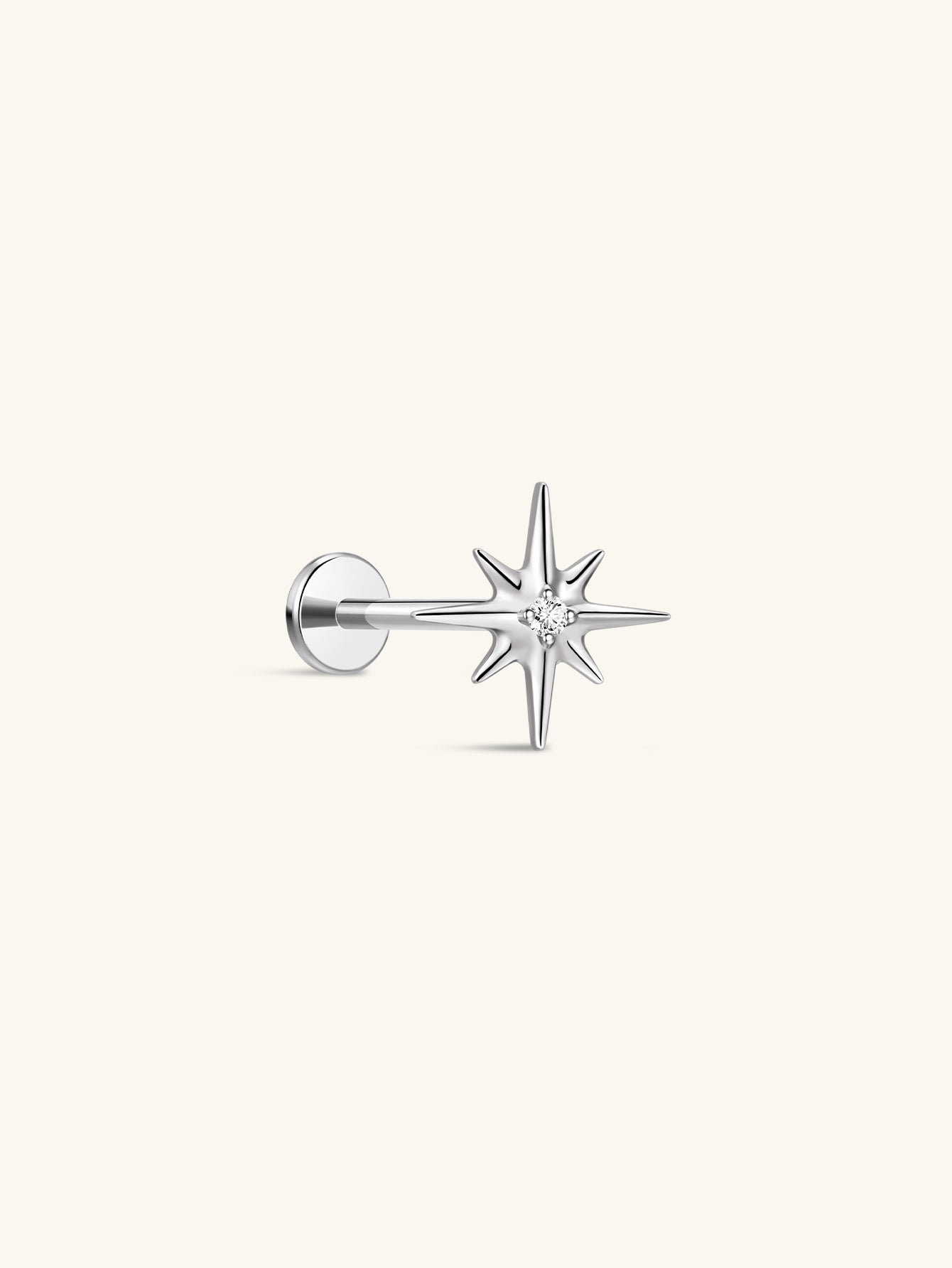 Titanium achthoekige oorpiercing Stud