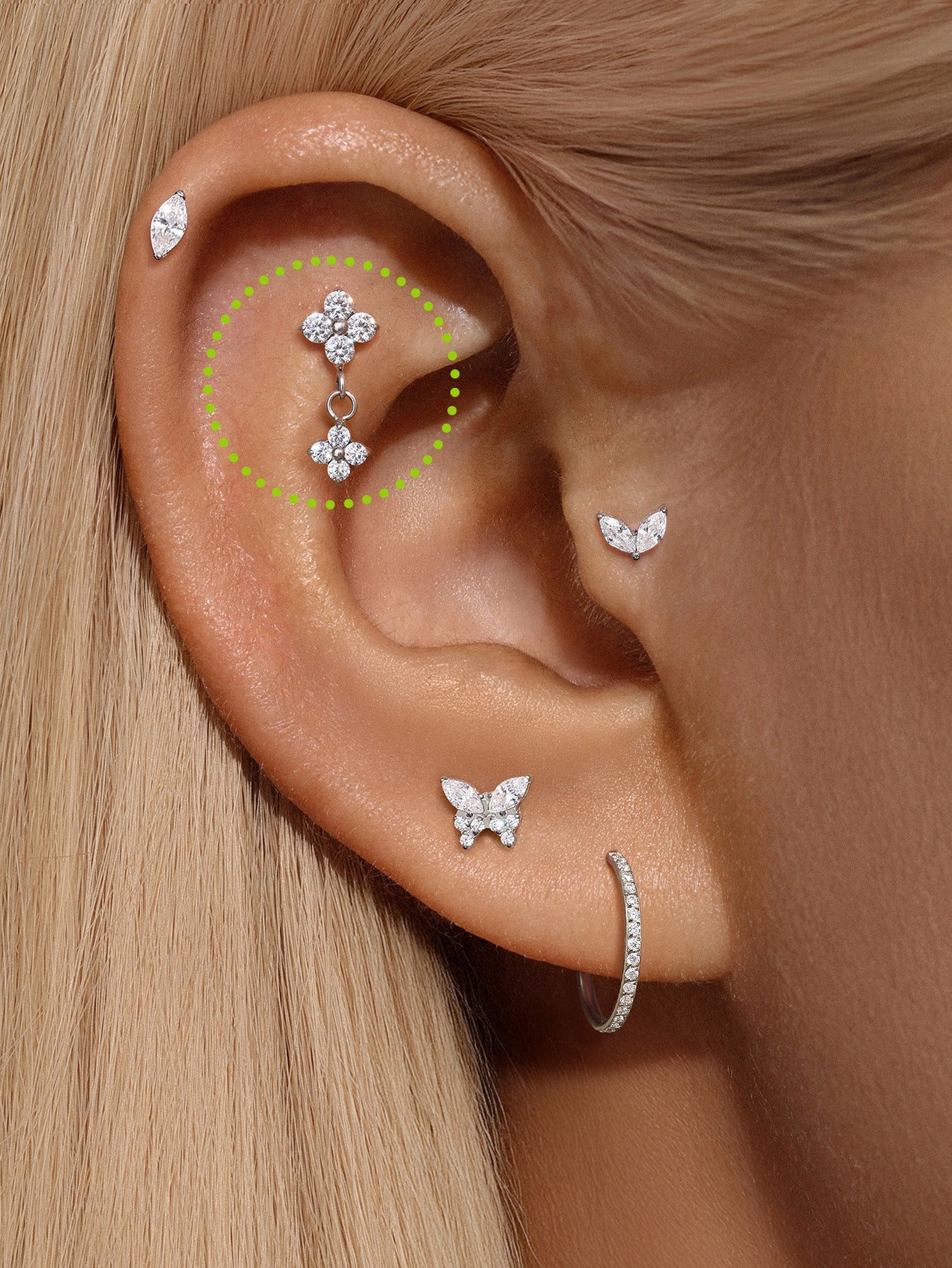 Titanium Flowers Ear Piercing Stud