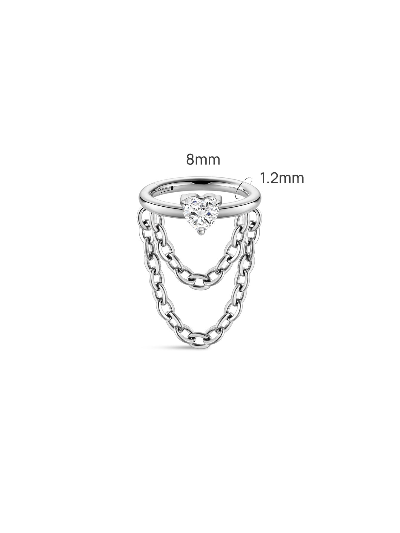 kosiner jewelry Implant - Grade Titanium Round CZ Double Chain Hoop