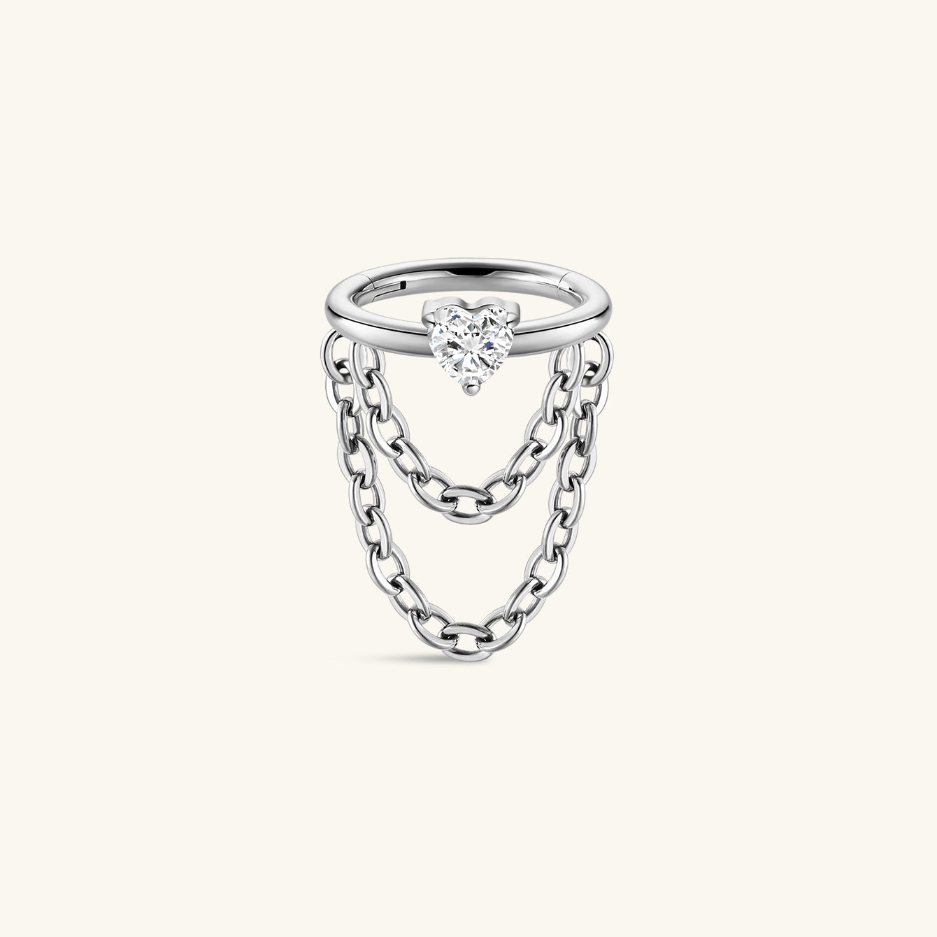 kosiner jewelry Implant - Grade Titanium Round CZ Double Chain Hoop